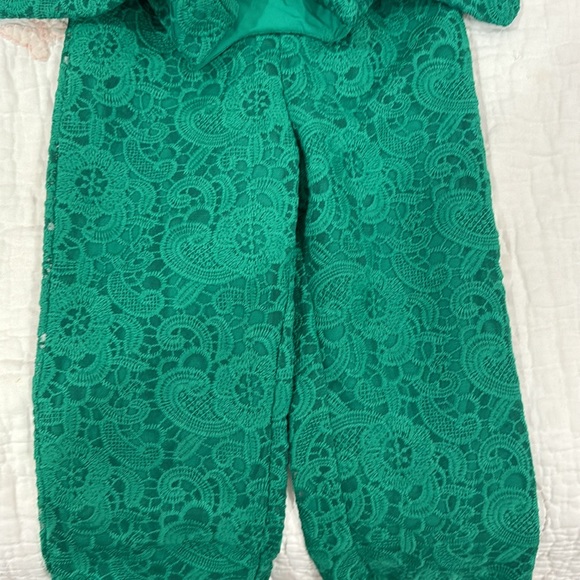 NWT Janie and Jack emerald green lace jumpsuit size 4 - Picture 4 of 4